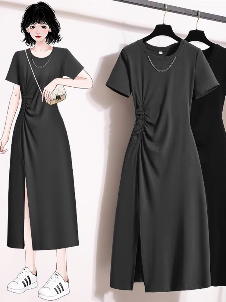 Korean Style A Line Shirt Dress - Vestido Casual Elegante de Manga Corta