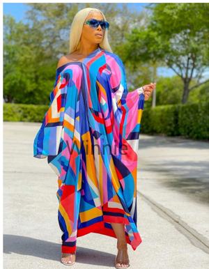 Boho Summer Beach Maxi Dress - Multicolor Kuwait nuevo Boho Sexy V-Nexk