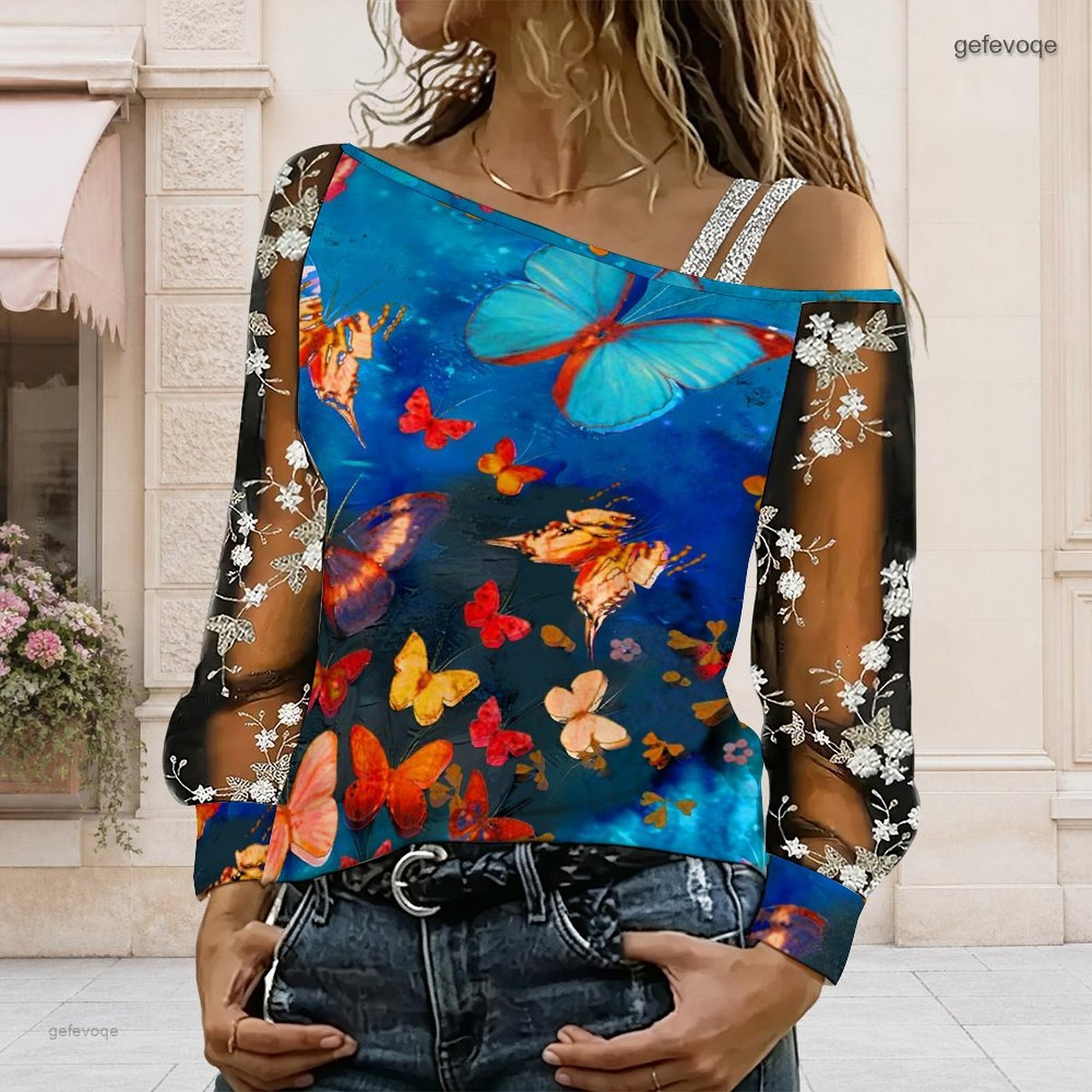 Blouses - Blusa de Mujer con Hombros Descubiertos,