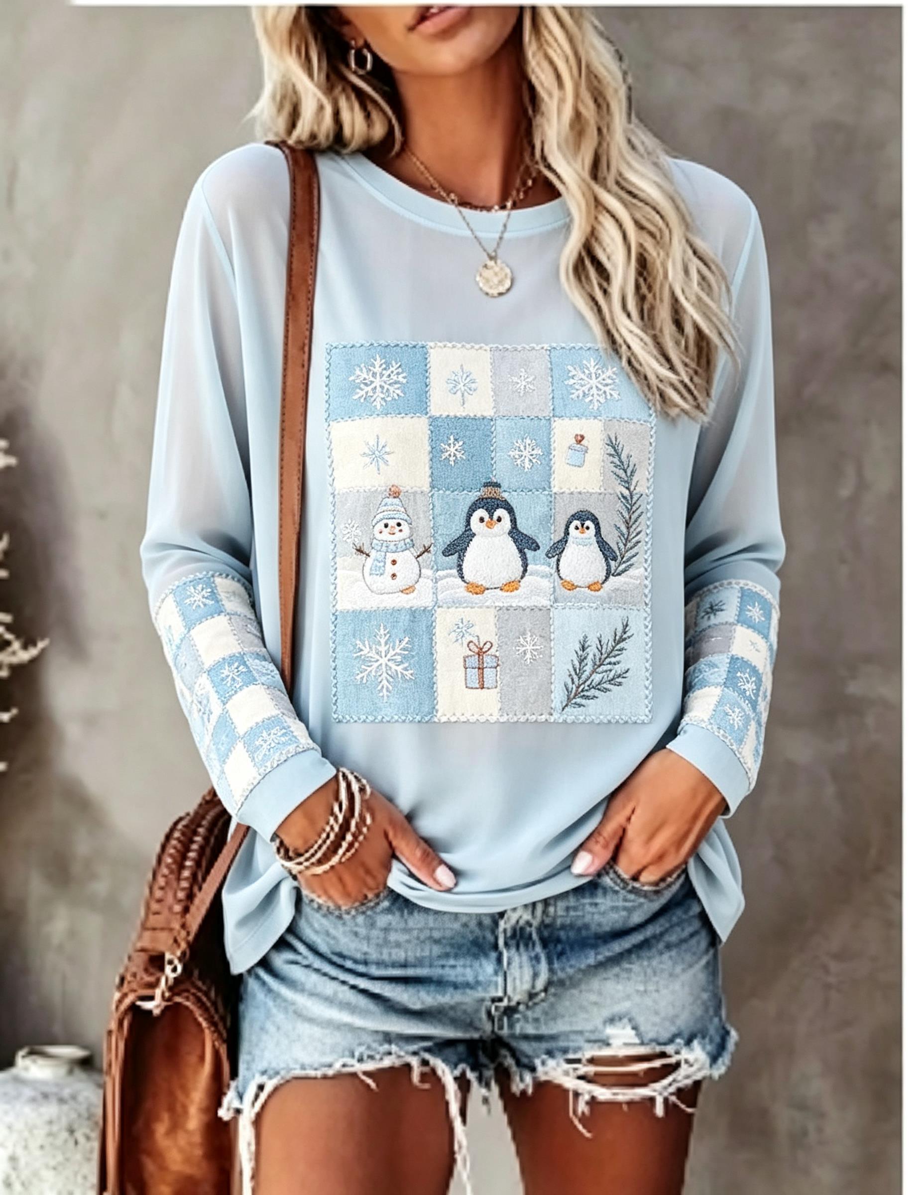 Blouses - Camiseta de manga larga para mujer