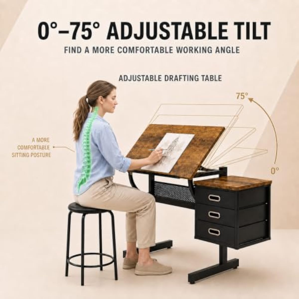 Escritorio de dibujo ajustable - Tops reseña y precio