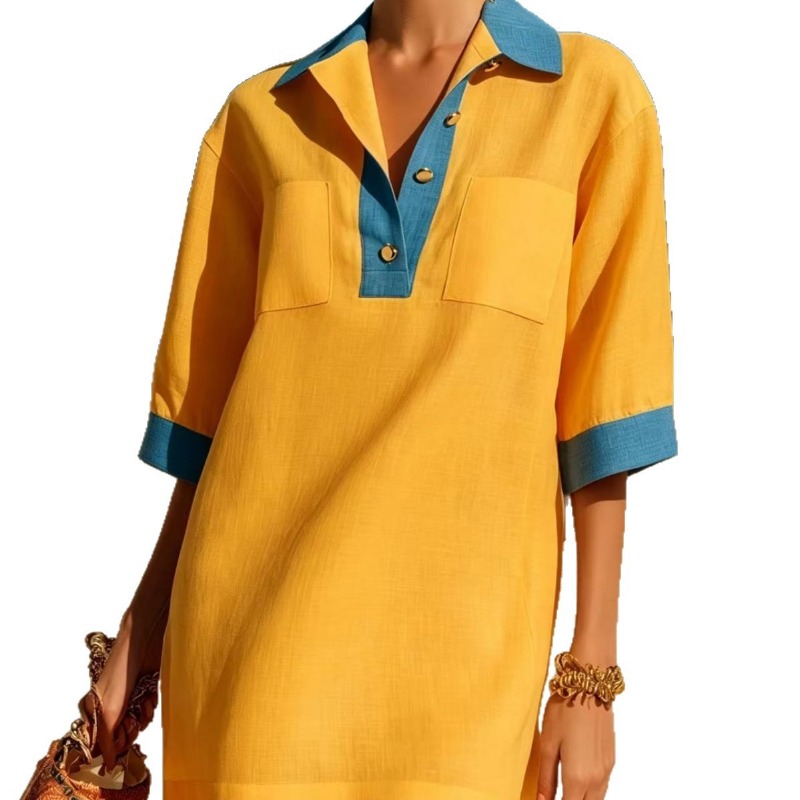Vestido casual mini holgado de - Casual Loose Linen Shirt Dress reseña y precio