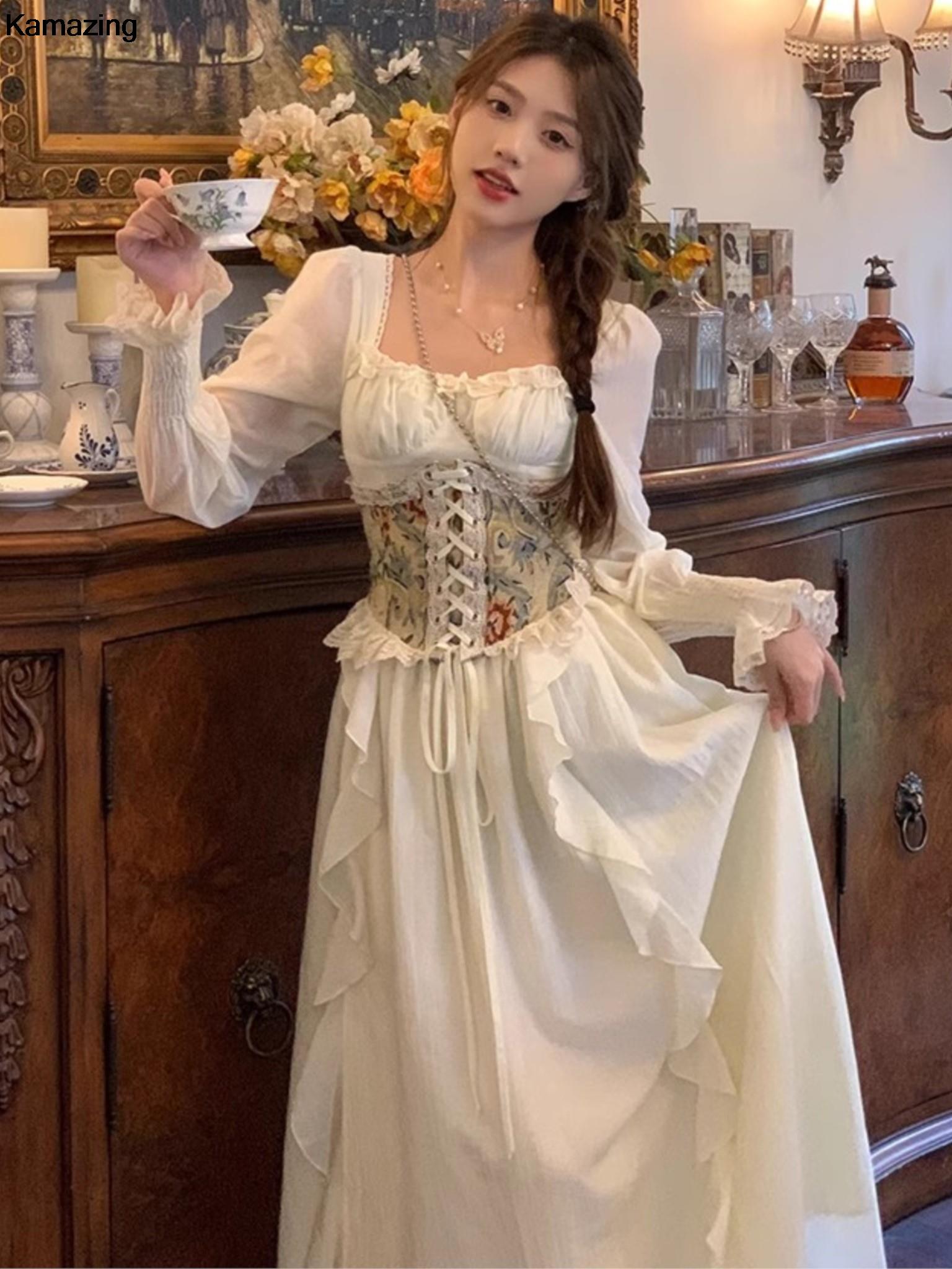 Vestido Midi de corsé francés  - French Vintage Floral Midi Dress reseña y precio