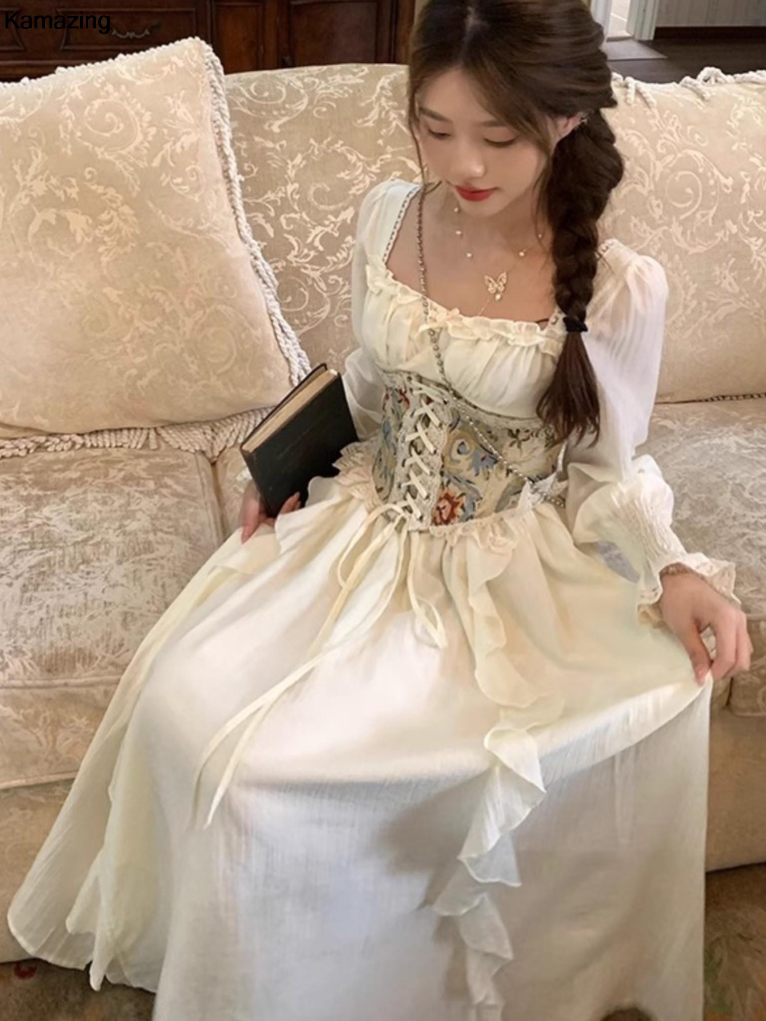 Vestido Midi de corsé francés  - French Vintage Floral Midi Dress reseña y precio