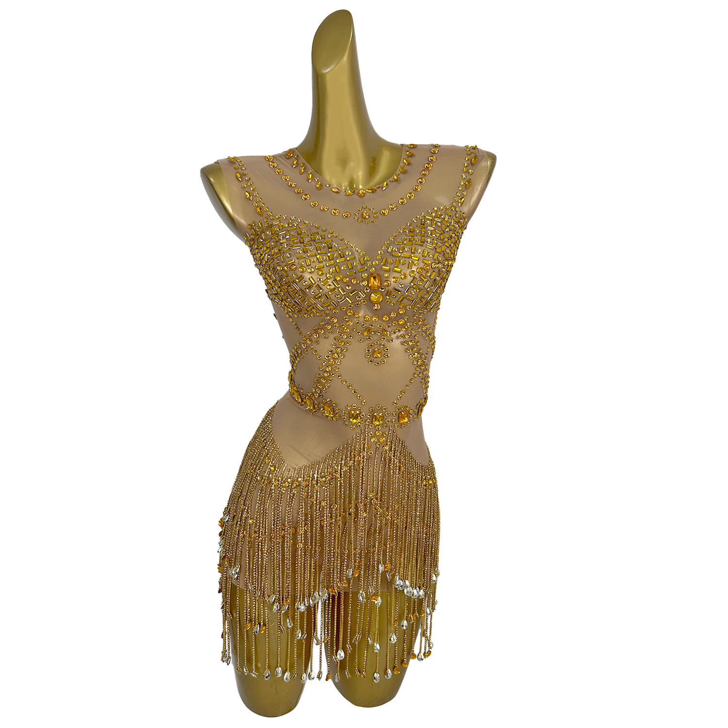 Minivestido de malla transpare - Sparkly Rhinestone Club Party Dress reseña y precio