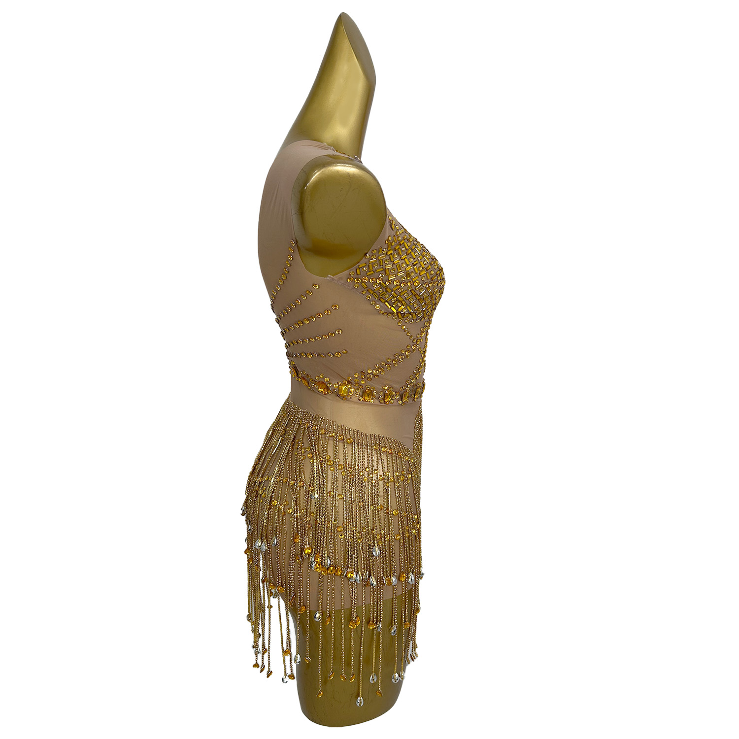 Minivestido de malla transpare - Sparkly Rhinestone Club Party Dress reseña y precio