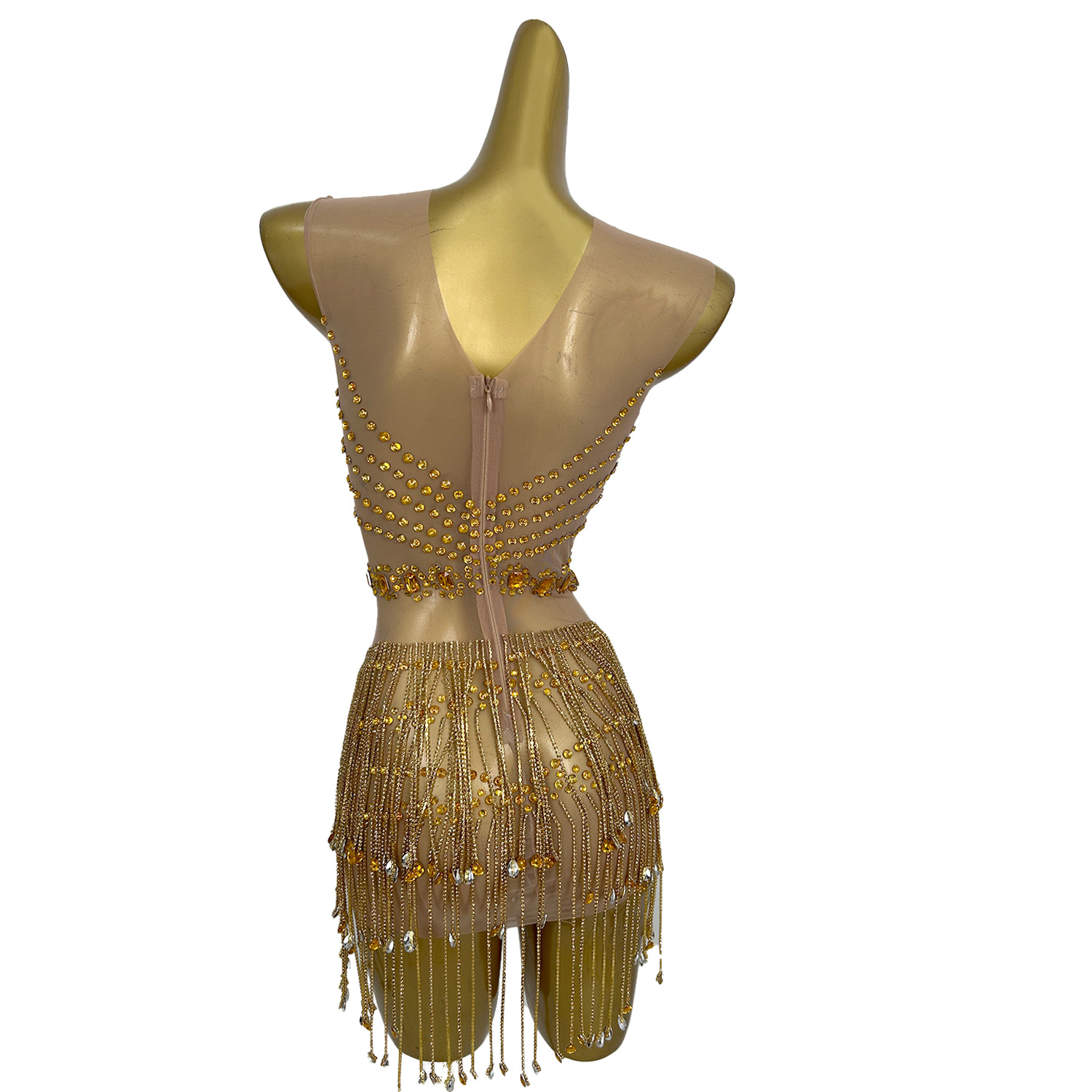 Minivestido de malla transpare - Sparkly Rhinestone Club Party Dress reseña y precio