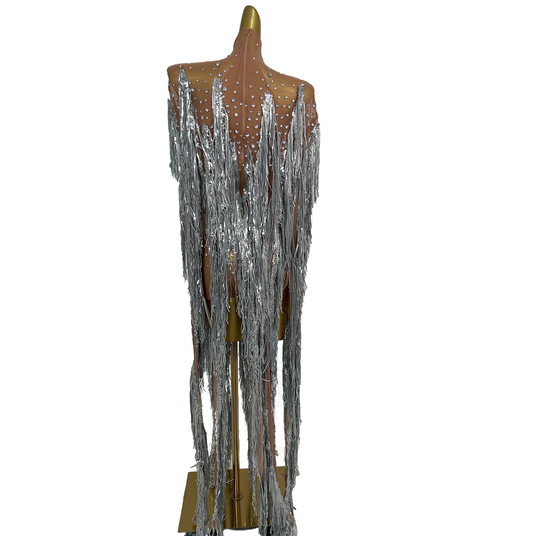 yusanBar Vestido largo con fle - Sparkly Rhinestone Club Party Dress reseña y precio