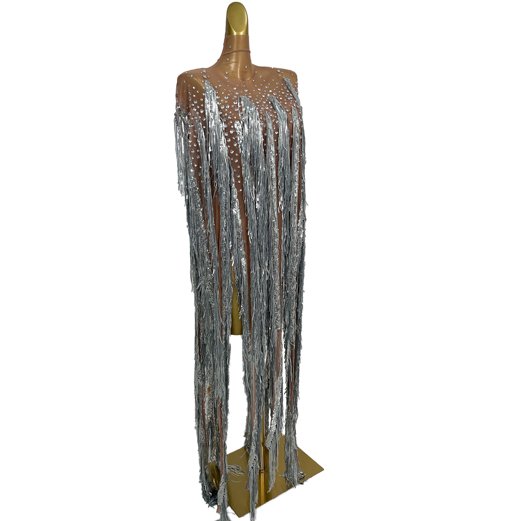 yusanBar Vestido largo con fle - Sparkly Rhinestone Club Party Dress reseña y precio