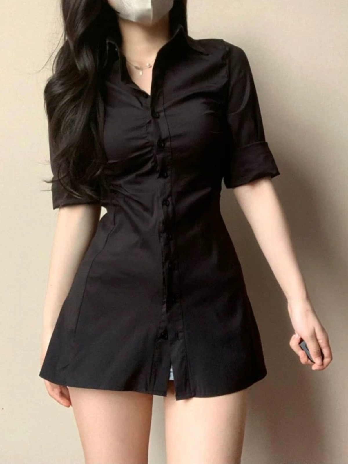 Vestido Camisero Sexy con Cint - Korean Style A Line Shirt Dress reseña y precio