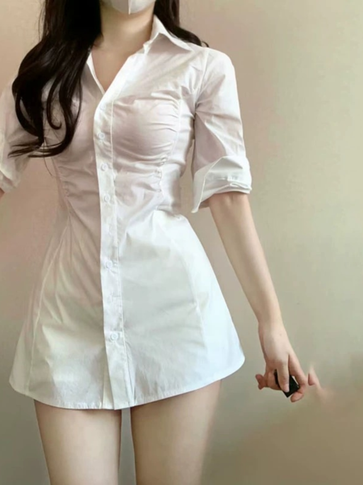 Vestido Camisero Sexy con Cint - Korean Style A Line Shirt Dress reseña y precio