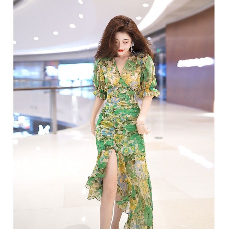Nuevo vestido ceñido a la cint - French Vintage Floral Midi Dress reseña y precio