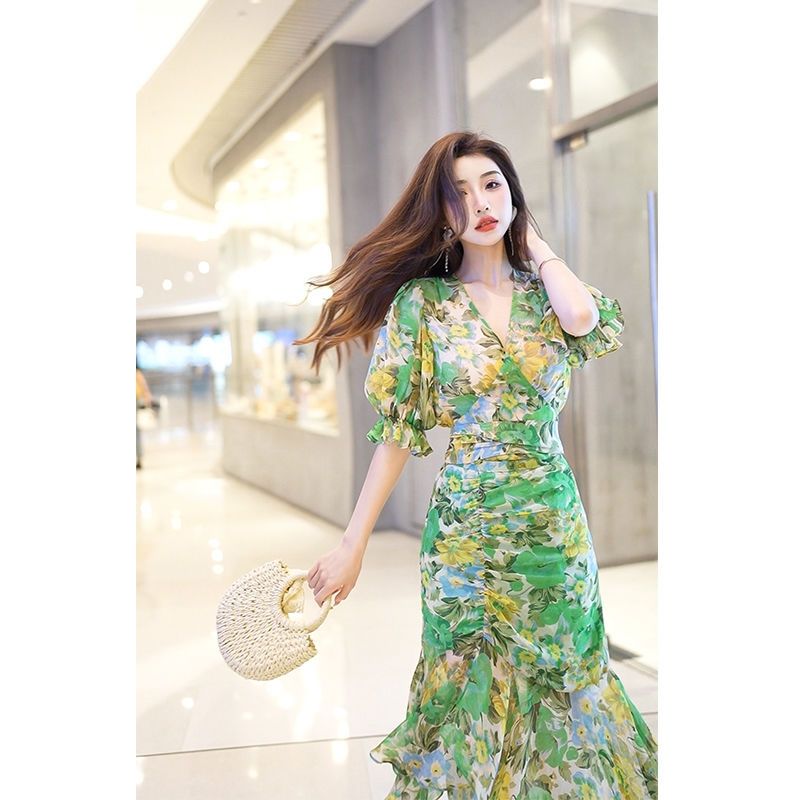 Nuevo vestido ceñido a la cint - French Vintage Floral Midi Dress reseña y precio