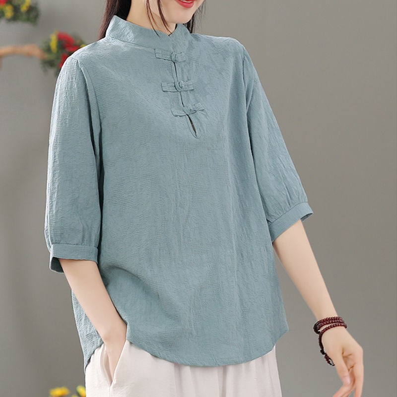Blusa de cuello redondo, corte - Blouses reseña y precio