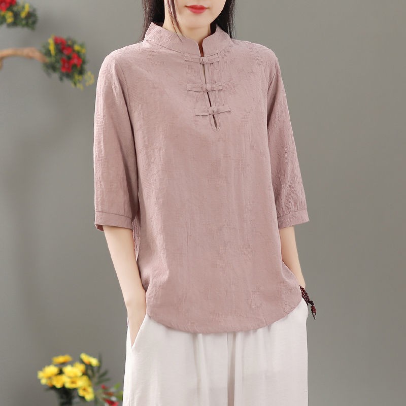 Blusa de cuello redondo, corte - Blouses reseña y precio