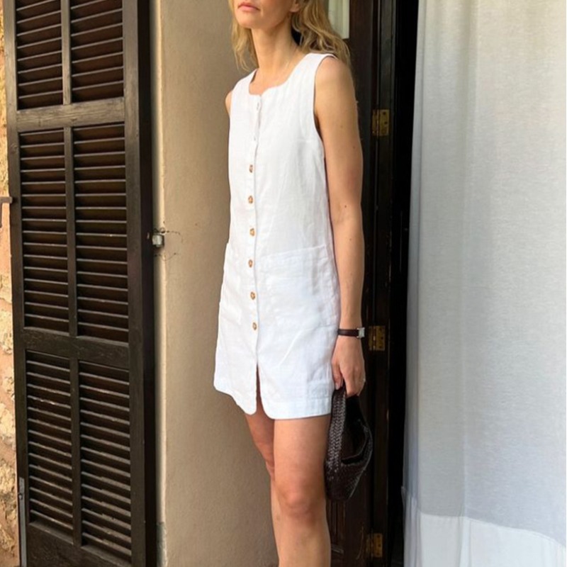 Vestido de Lino 100% para Muje - French Vintage Floral Midi Dress reseña y precio