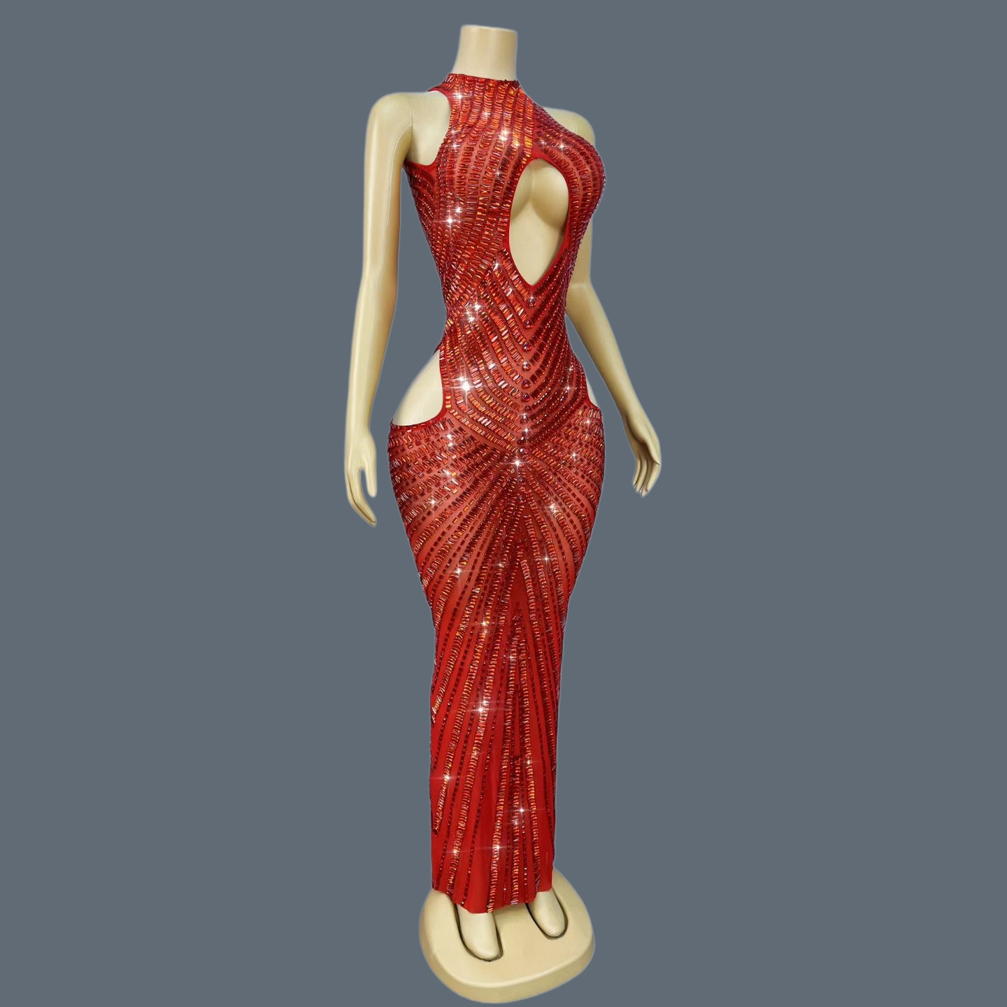 Vestido de sirena de lujo rojo - Sparkly Rhinestone Club Party Dress reseña y precio