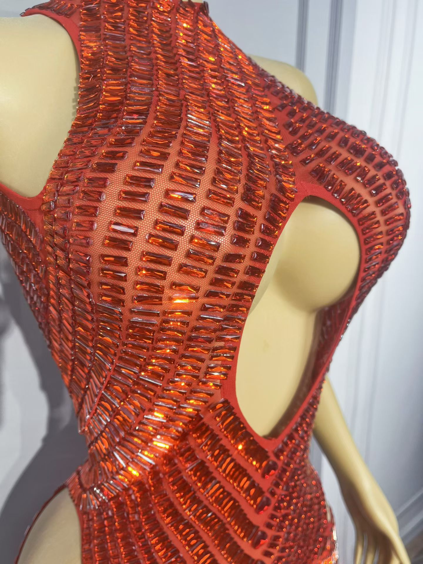 Vestido de sirena de lujo rojo - Sparkly Rhinestone Club Party Dress reseña y precio